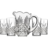 Godinger Pitcher and Glasses Drink Bar Set - Includes Pitcher Carafe and 4 Old Fashioned Glasses, Dublin Collection