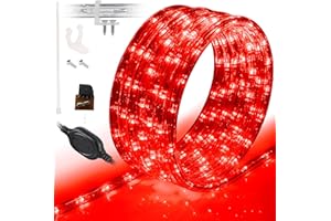 WYZworks 288LEDs 25ft LED Outside Rope Lights, Outdoor ETL Certified Waterproof Permanent 360 Degree Light Emitting, Flexible Tube, Connectable, Christmas Palm Tree Exterior Landscape, Red