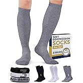 Pembrook Light Compression Socks for Men & Women - 3 Pairs | 8-15 mmhg Compression Dress Socks for Men | Support Socks