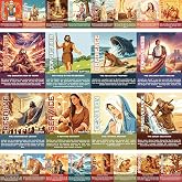 24Pcs Bible Heroes Posters for Classroom Inspirational Characters Posters | Christian Faith Bulletin Board Decoration, Religious Educational Wall Art for Church, Sunday School Home Office Wall Decor