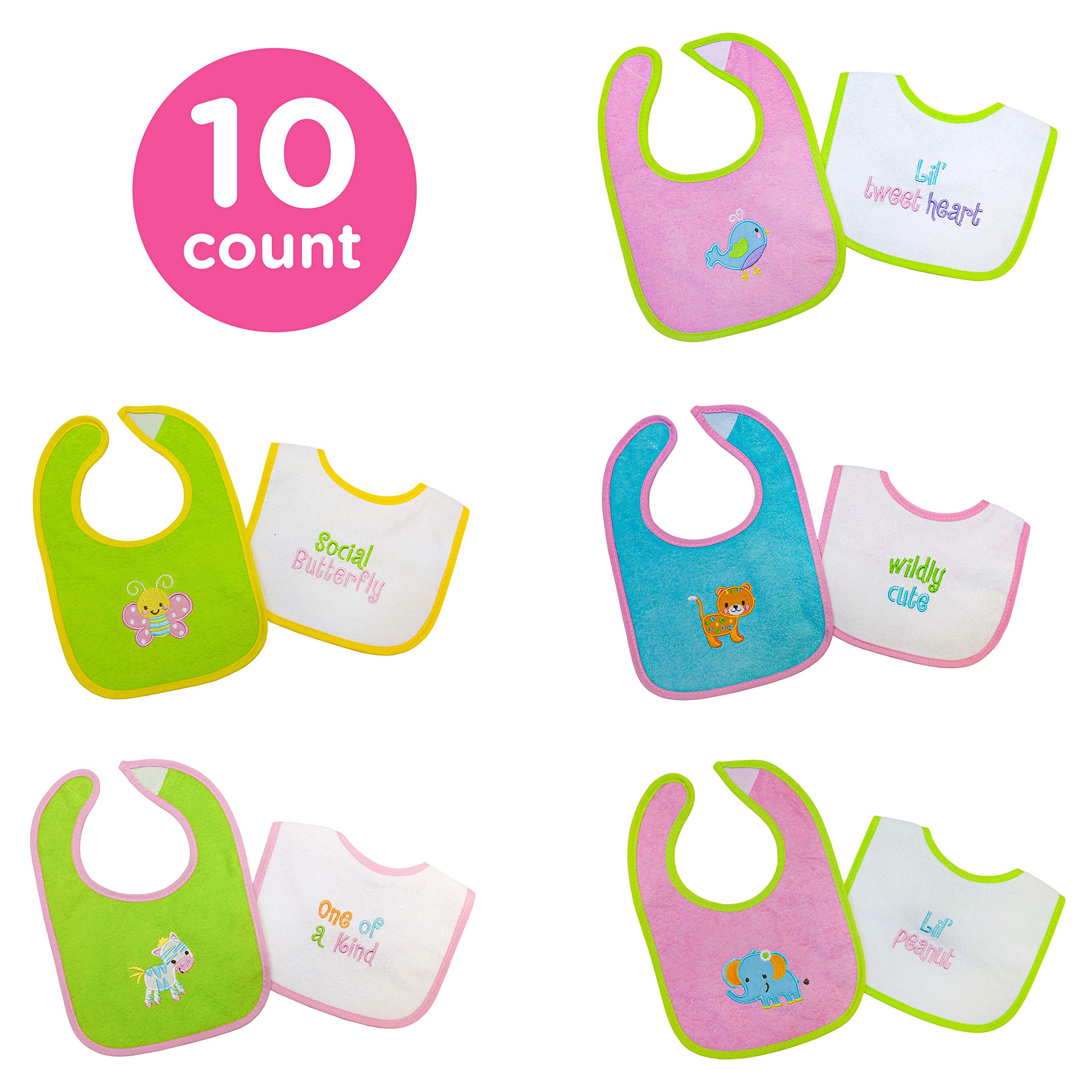 Neat Solutions Water Resistant Bib Set, 10 count, Girl