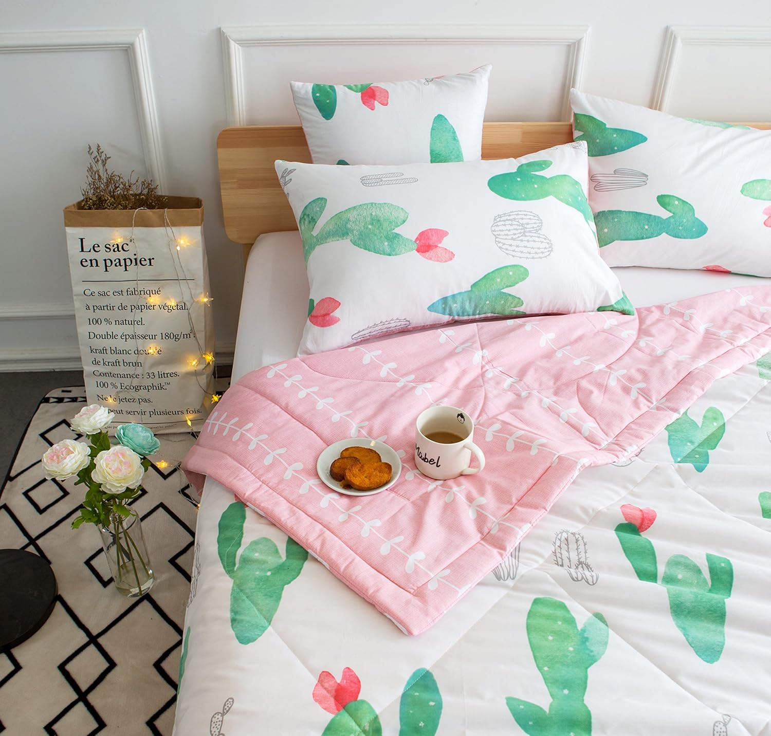 Cactus Kids Cute Cactus 4 Pieces Comforter Set Twin Bed In A Bag