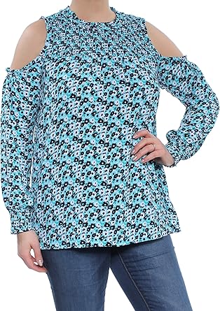 smocked cold shoulder top