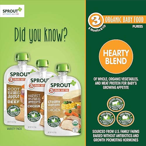 Sprout Organic Baby Food, Stage Pouches, Root Veg Beef, Creamy