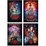 Stranger Things 1, 2, 3 & 4-4 Piece TV Show Poster Set (Regular Styles - Version 4) (Size: 24" x 36" each Poster)