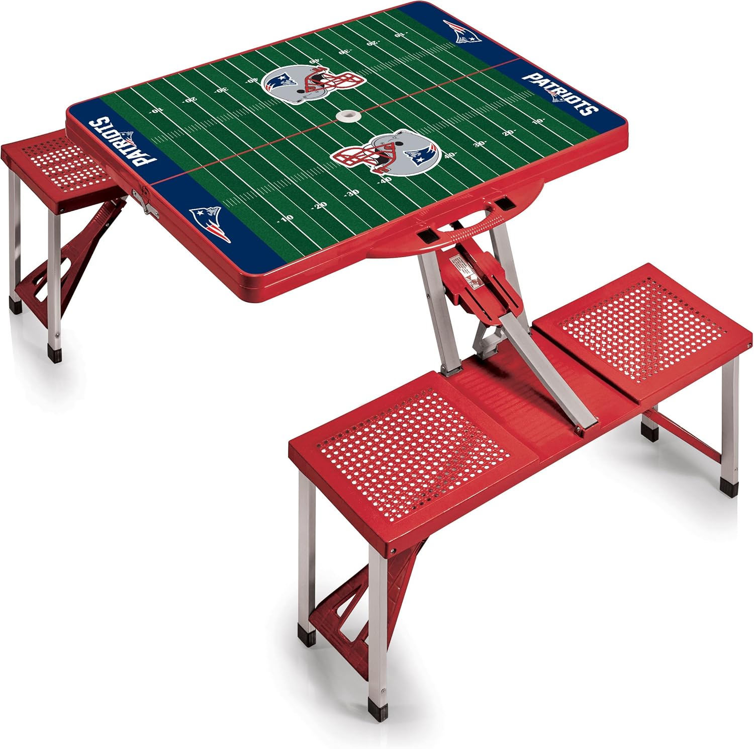 Amazon Com Nfl New England Patriots Football Field Design Portable Folding Table Seats Red Sports Fan Tables Sports Outdoors