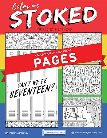 Download Amazon Com Heathers Color Me Stoked Collection Coloring Pages By Coloring Broadway Hand Drawn Illustrations Printed On Matte Card Stock 8 1 2 X 11 Set Of 4 Individual Pages Office Products