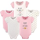 Hudson Baby Cotton Short Sleeve Bodysuits, 3 Pack Shirt