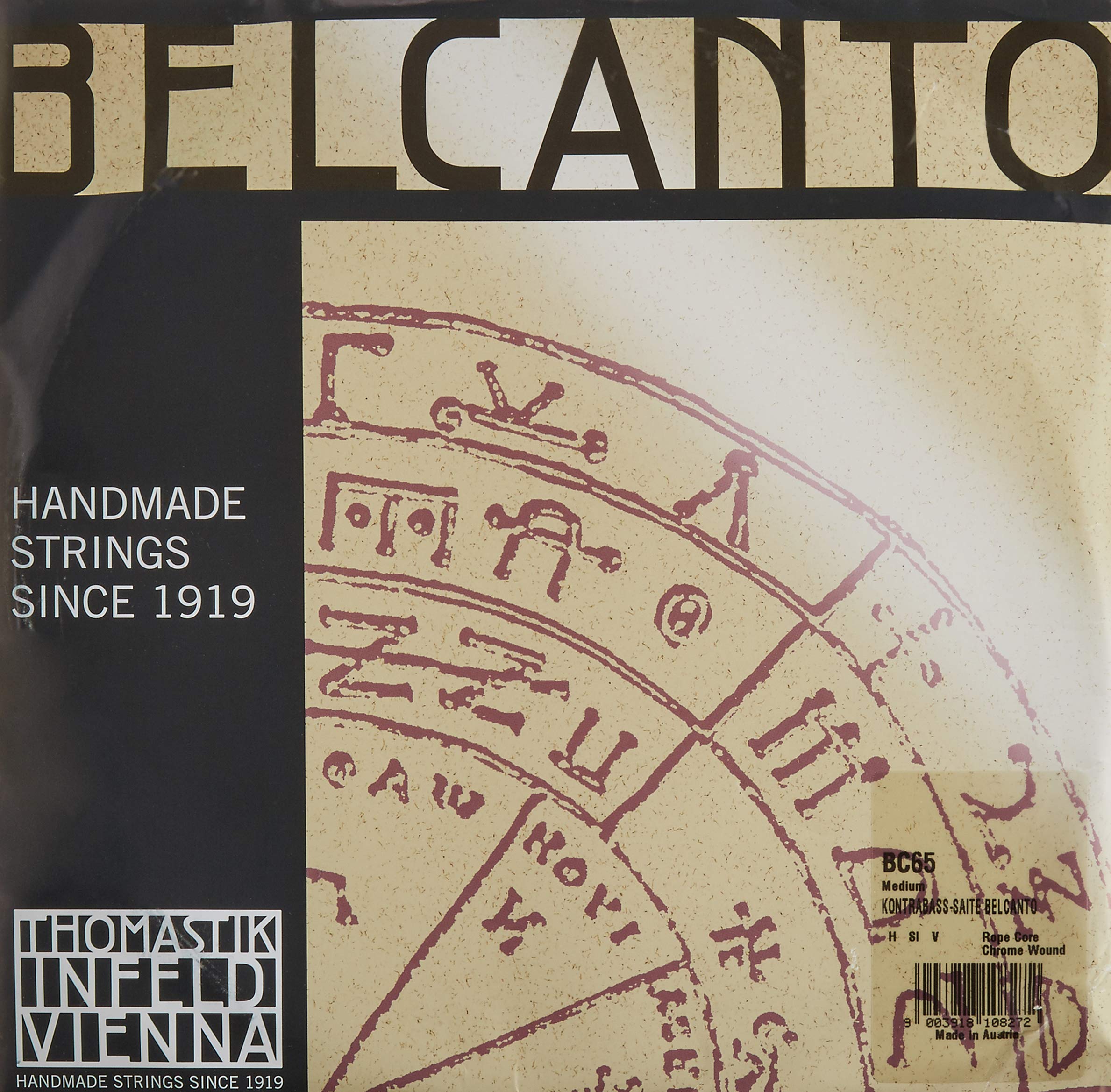 Thomastik single string for double bass 3/4 Belcanto - B/B string steel cable core, chrome wound, orchestral tuning, medium