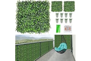 Duerer Artificial Grass Wall Panels, 12Pack 10 x 10inch Green Wall Boxwood Hedge Panels Backdrop Greenery Indoor Decor, Privacy Fence Covering UV Protection for Outdoor, with 100 Zip Ties, Cable Clips