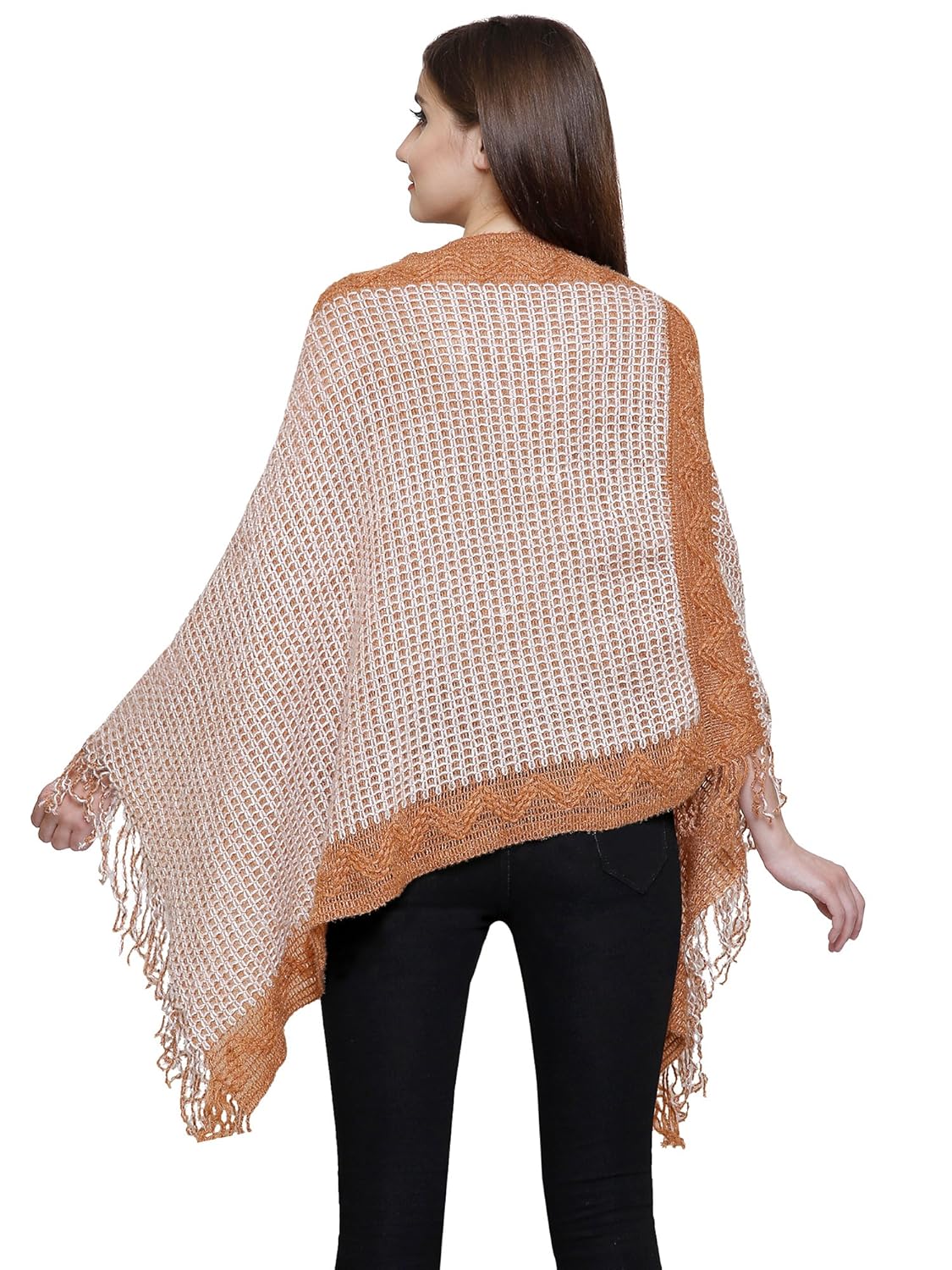 matelco women's woolen long knitted poncho (free size)