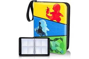 CLOVERCAT 4 Pocket Waterproof Trading Card Binder, Trading Album Display Holder, Expandable,400 Double Sided Pocket Album,Compatible with Gaming Card (4 Pocket, 400 Cards, Starter Design, Multi-Color)