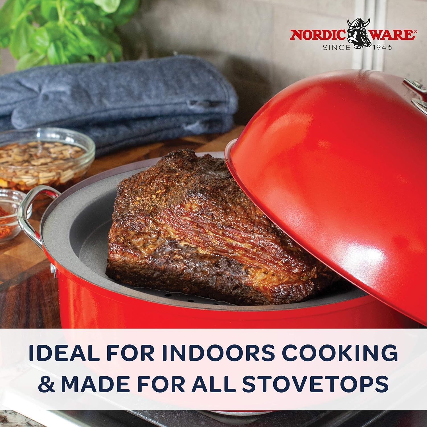 Nordic Ware 365 Indoor/Outdoor Kettle Smoker, Stovetop/Grill Smoker for Meat Fish, and Vegetables - Image 3