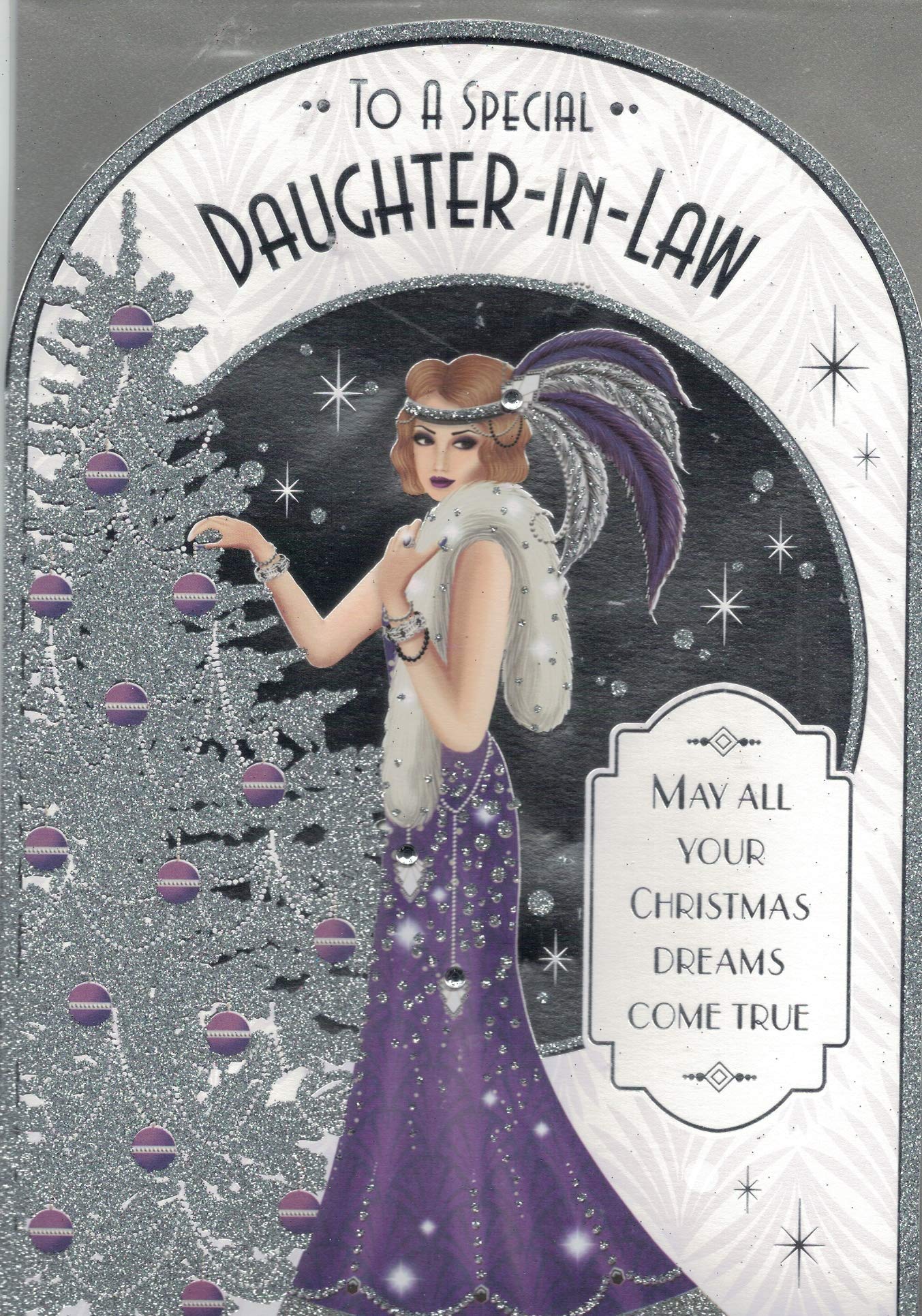 Special Daughter in Law Christmas Card***Art Deco Flapper Lady***Large 10 X 7 INCHES**