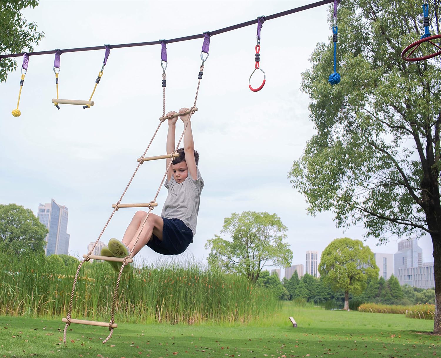 Trailblaze Premium Climbing Rope Ladder for Kids 6ft - Connects to Anything! Ninja Warrior Obstacle Course for Kids, Playground Swingset Accessories, Outdoor Play Equipment for Kids: Toys & Games