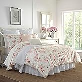 Laura Ashley - Queen Size Comforter Set with Matching Shams | Soft &amp; Comfortable Feel, Year-Round Bedding, Versatile Bedroom Layering, Durable Construction, Machine Washable