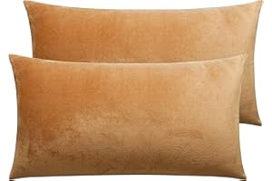 NTBAY 2 Pack Zippered Velvet King Pillowcases, Super Soft and Cozy Luxury Fuzzy Flannel Pillow Cases with Zipper, 20x36 Inches, Camel
