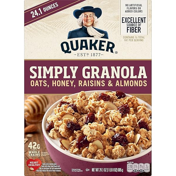 QUAKER GRANOLA OATS, HONEY, ALMONDS & RAISINS, 100% NATURAL, 24.1 OZ