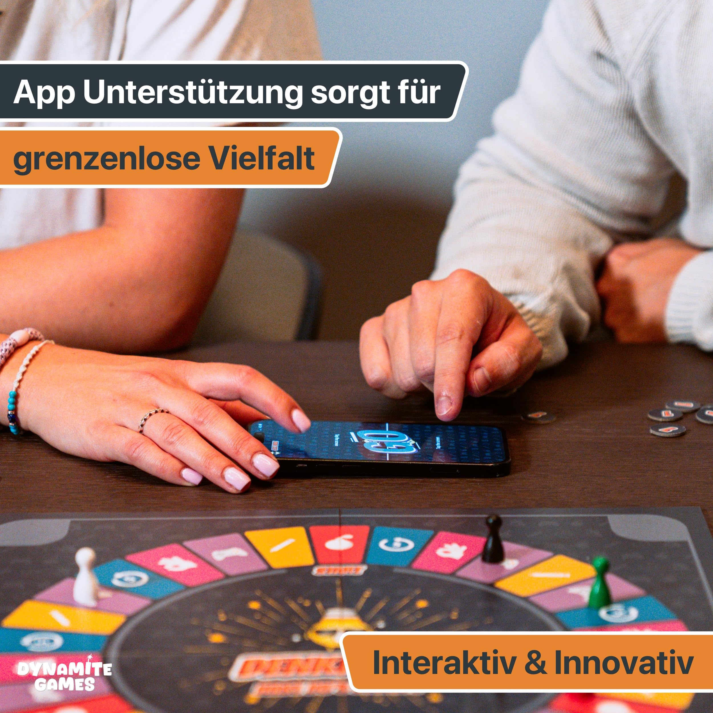 Denkprofi – Das Brettspiel mit App, interaktives Quiz-, Wissens- und Familienspiel, Gesellschaftsspiel für 3-6 Personen - Partyspiel mit Minispielen 3