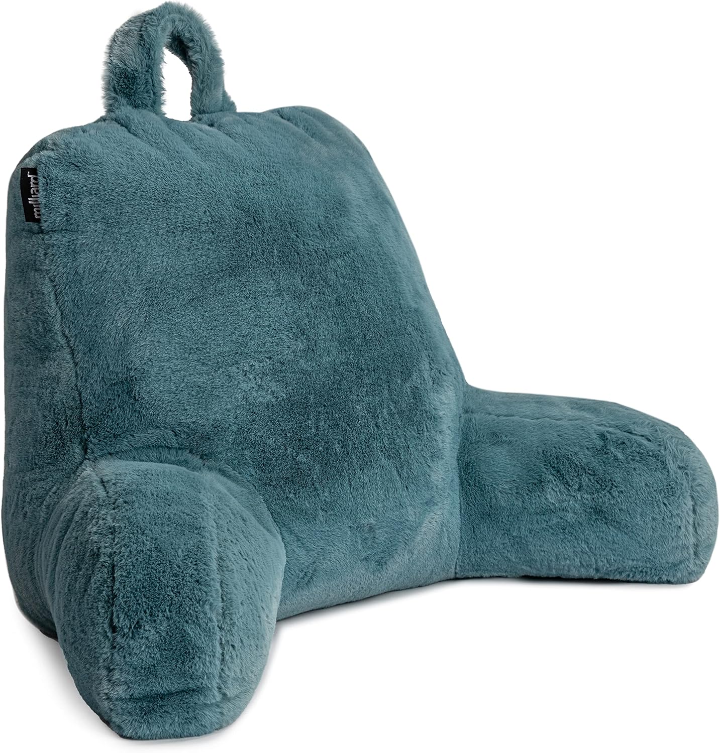 Milliard Reading Pillow with Shredded Memory Foam, Back Rest Pillow for Sitting in Bed with Faux Fur Removable Cover –18x15 inches (Blue): Kitchen & Dining