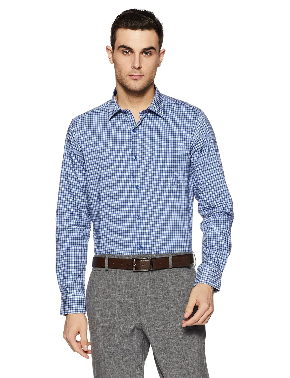 diverse men's checkered regular fit formal shirt