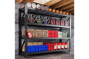 AFAIF 79”W Garage Shelving Heavy Duty, 7000LBS Metal Storage Shelves, 24” Deep Storage rack shelf, Steel Tall Industrial Shelving , 4 Tier Adjustable Standing Shelf for Warehouse / Shop 79"W x 24"D x 79"H