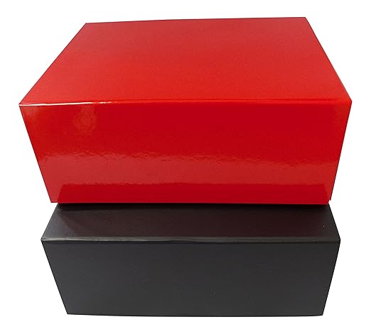 title=4 x Scatole medie Rosse e Nere per regali- Scatole per regali con chiusura
