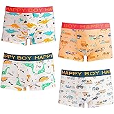 DECOVICI Boys Underwear 4 Pack, Kids Boxer Briefs 2-12 Years Soft Breathable Toddler Little Boys Boxer Shorts Dinosaur Space