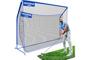 WICTTISPOSI Golf Hitting Net with Extra Striking Net, 10x7ft/7x7ft Heavy Duty Golf Practice Nets for Golfers Backyard Driving Swing, Golf Impact Cage Metal Frame with Storage Bag&Elevated Base, Indoor Outdoor Use