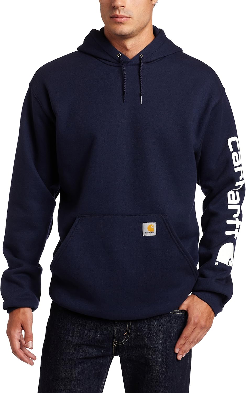 Carhartt Men's Midweight Sleeve Logo Hooded Sweatshirt (Regular and Big & Tall Sizes): Clothing