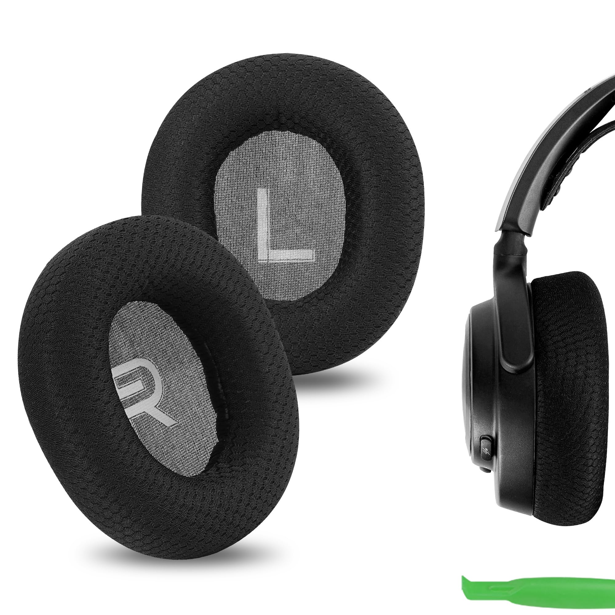 Geekria Comfort Mesh Fabric Replacement Ear Pads for SteelSeries Arctis Nova Pro Wired/ Nova1/1P/1X, Nova3/3P/3X, Nova4/ 4P, Nova5/5P/5X, Nova7/7P/7X Headphones with Video Guide (Black)