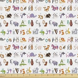 Ambesonne Alphabet Fabric by The Yard, Pattern of