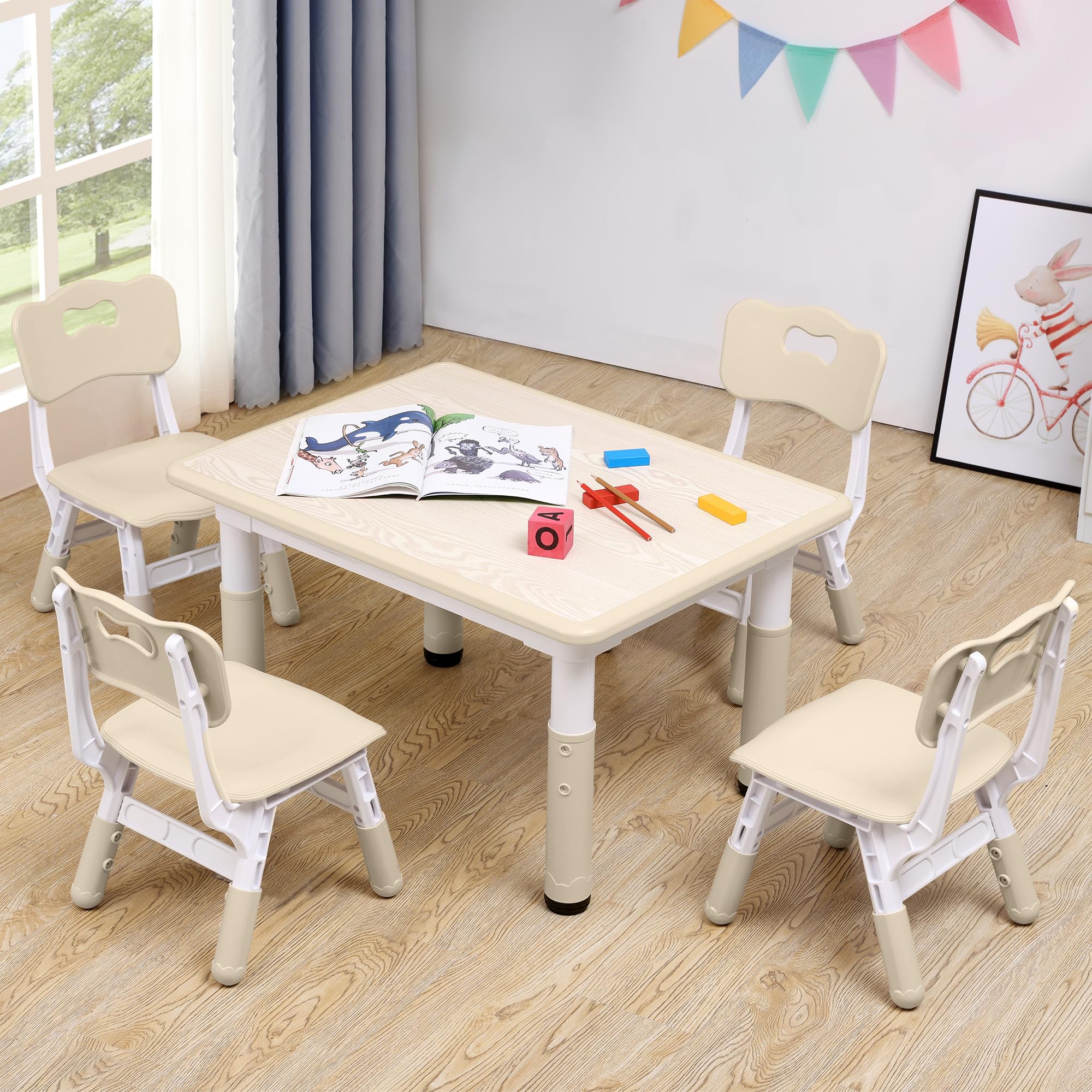 Adjustable Kids Table & Chairs Set for Ages 3-8