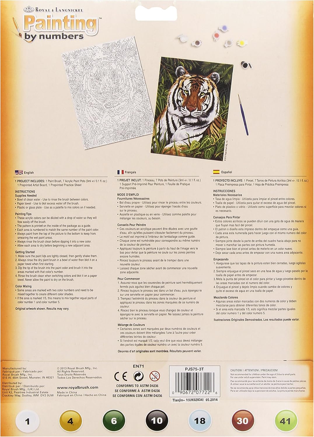 Royal & Langnickel Tiger In Hiding Design Paint by Numbers Kit, Multicolor, Small - Image 3