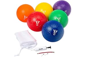 Franklin Sports Kids Dodgeballs - 6 Pack of 7 Inflatable Playground Balls for Kickball, Dodgeball and More - Soft Cover - Pum