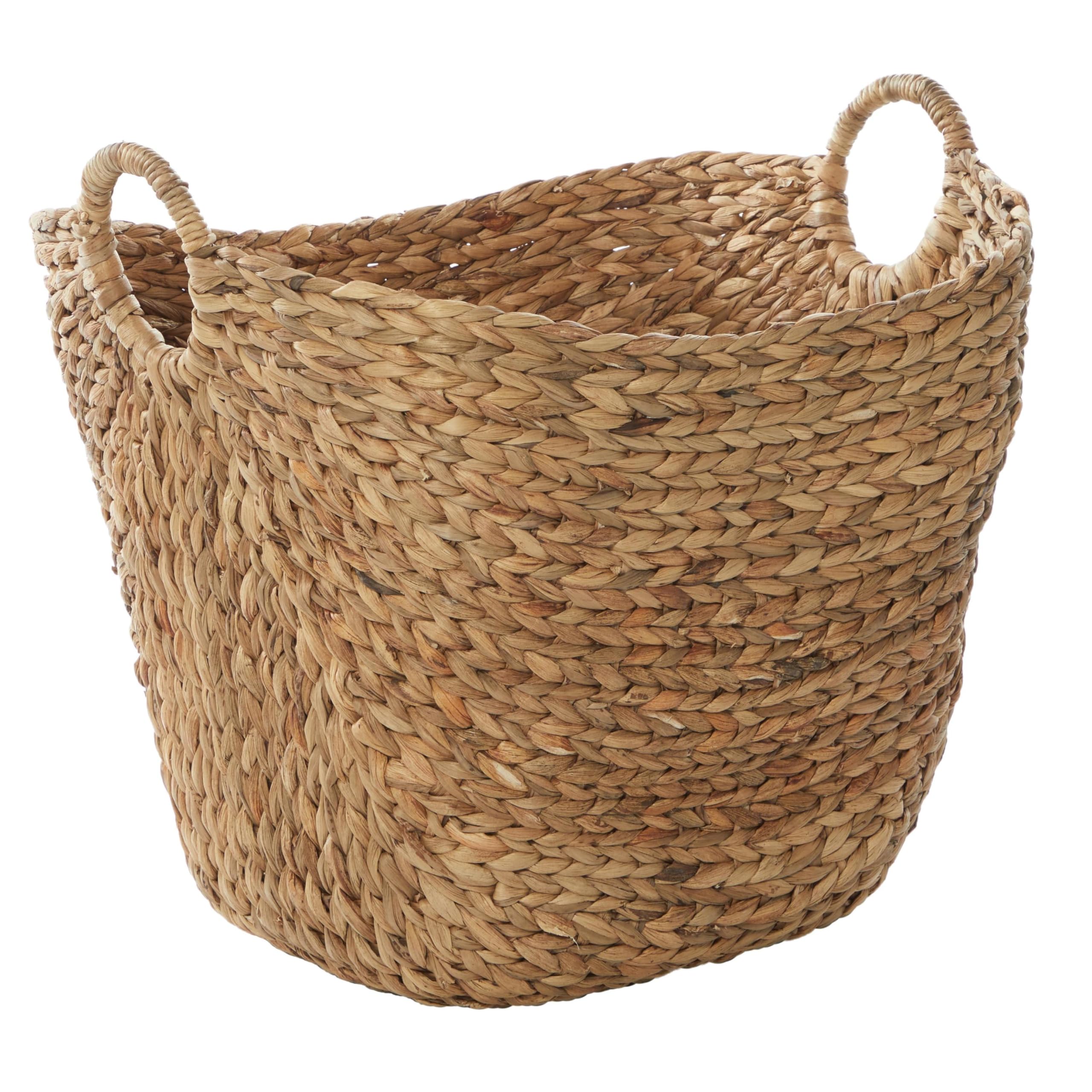 Photo 1 of ***MAJOR DAMAGE*** Deco 79 Seagrass Handmade Decorative and Functional Storage Basket Large Woven Basket Organizer with Ring Handles, Basket for Storage 20" x 18" x 19", Brown