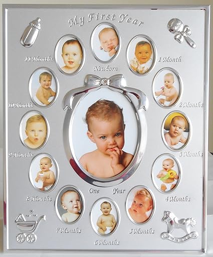 Cadre Multi Photos Pour 13 Photos De Bebe Ma Premiere Annee Couleur Argent Ideal Pour Accompagner Bebe Dans Sa Premiere Annee Amazon Fr Bebes Puericulture