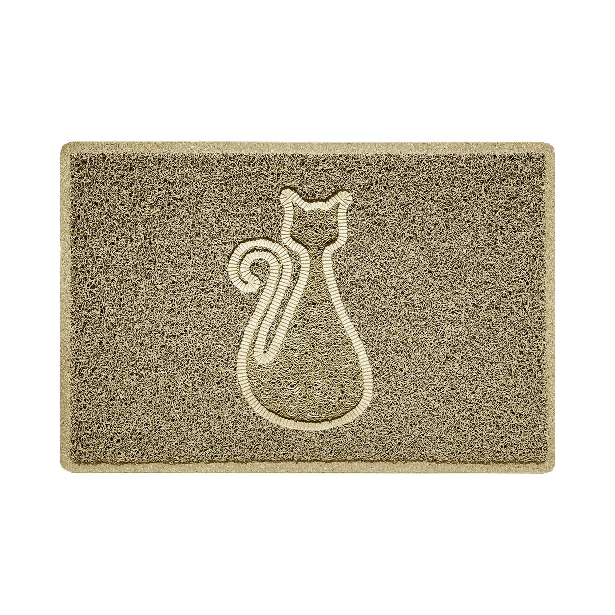 Nicoman CAT Embossed Shape Door Mat Dirt-Trapper Jet-Washable Doormat-(Use Indoor or Sheltered Outdoor)- (60x40cm/23.6x15.7inches, Small) Beige
