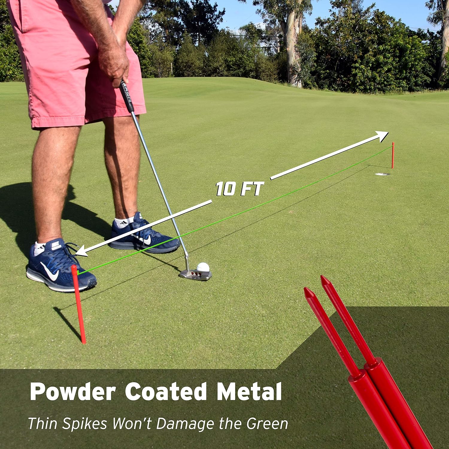GoSports Down The Line 10ft Putting String Guide - Golf Alignment Training Aid, Master Straight and Breaking Putts, Green : Sports & Outdoors