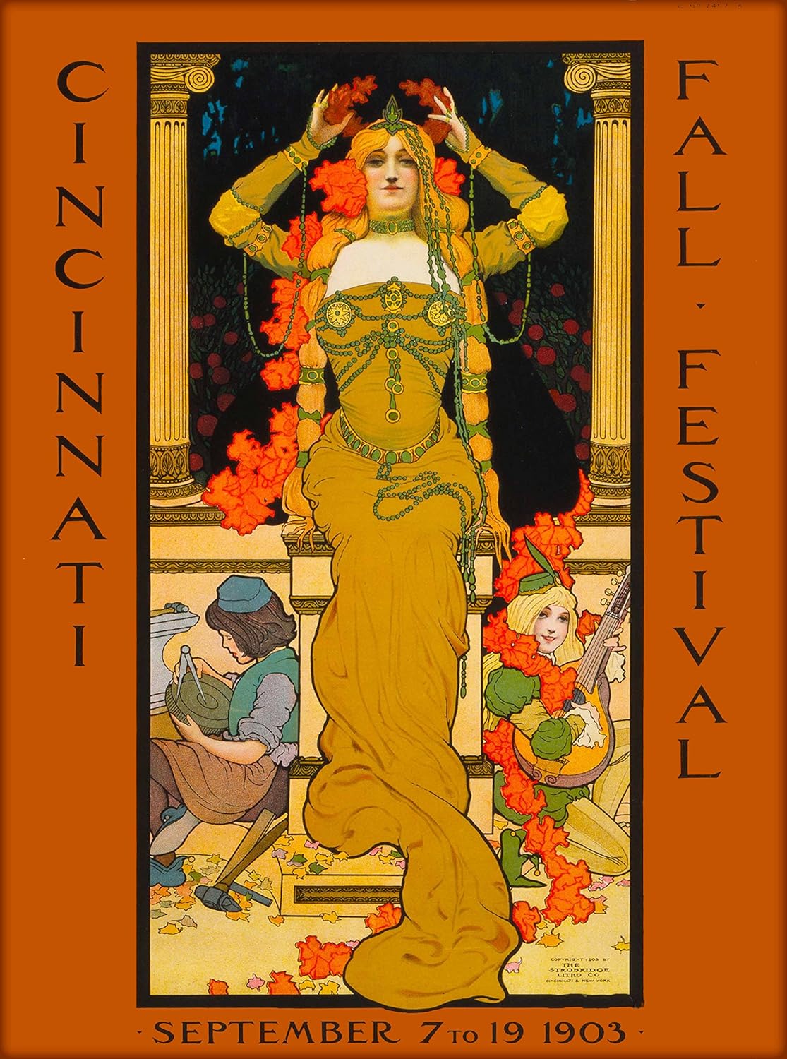 Amazon Com A Slice In Time 1903 Cincinnati Ohio Fall Festival American Noveau United States Of America Travel Advertisement Art Poster Print Measures 10 X 13 5 Inches Posters Prints