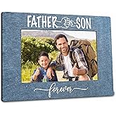Father & Son Forever Wooden Picture Frame For 4 X6 Inches Horizontal Photo, Rustic Blue Photo Frame Tabletop Display, Father's Day Gifts, Dad Birthday Frame Gifts , Home & Office Decorations - B10