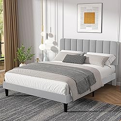 VECELO Queen Size Bed Frame with Upholstered