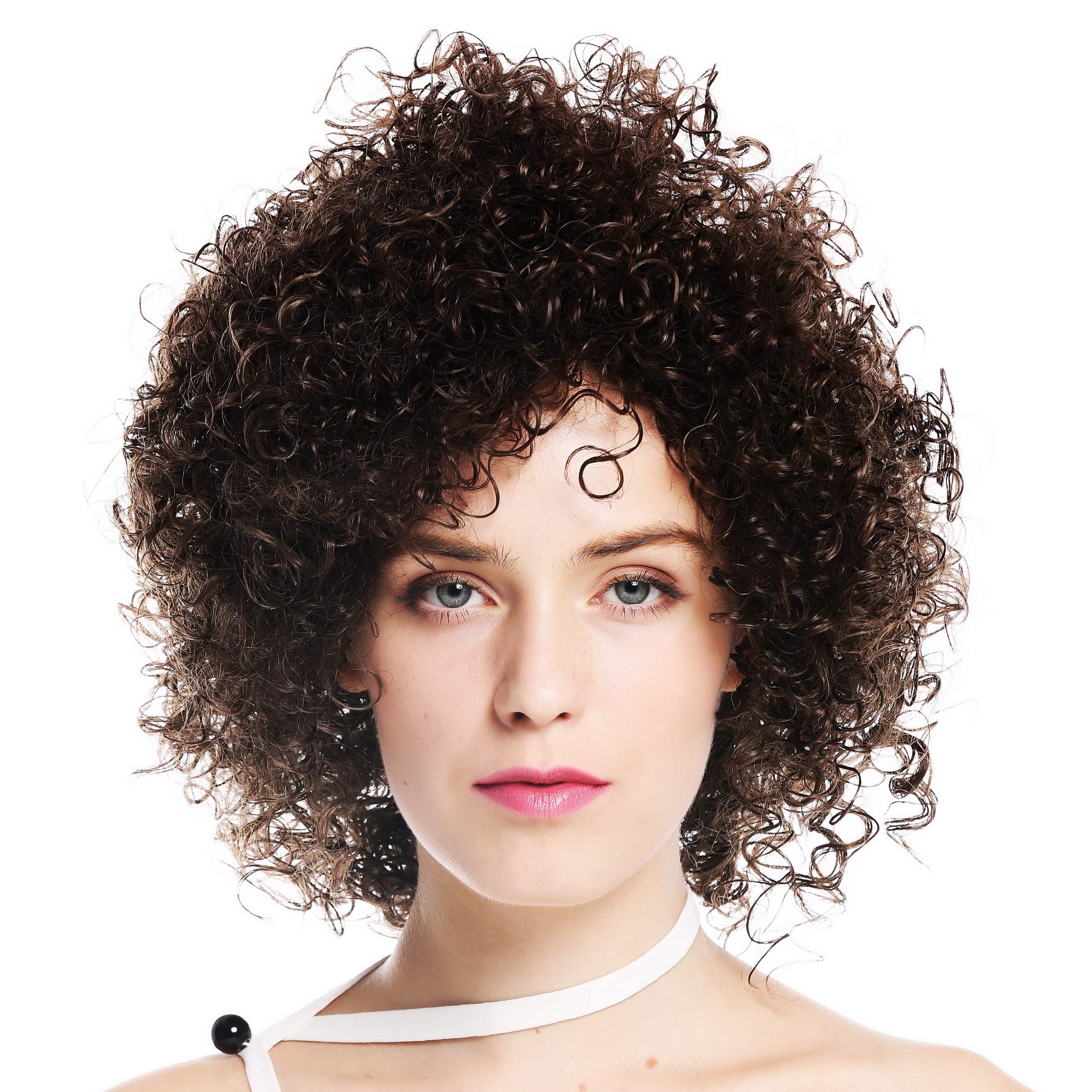 WIG ME UP - VK-11-10 women's quality wig short voluminous frizzy curly curls brown medium brown