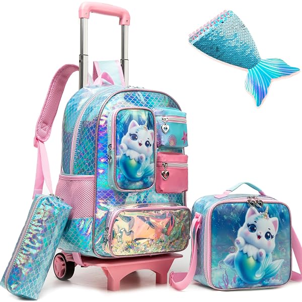 Rolling Backpack Meetbelify Kids With Wheels For Girls s With Lunch Box ...