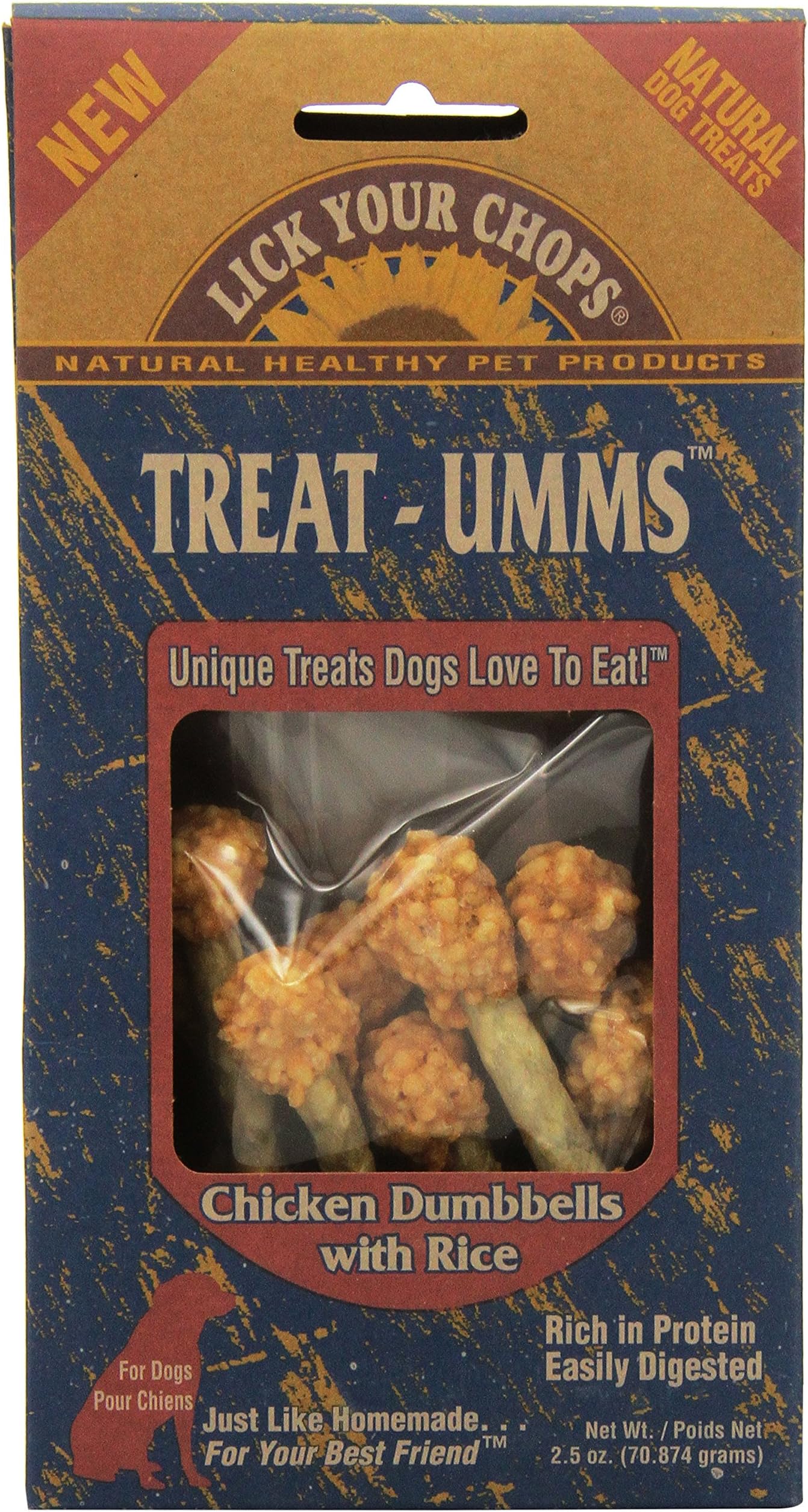Lick Your Chops Treat-Umms Chicken Dumbbells with Rice Treats for Dogs, 2.5-Ounce Boxes by Lick Your Chops