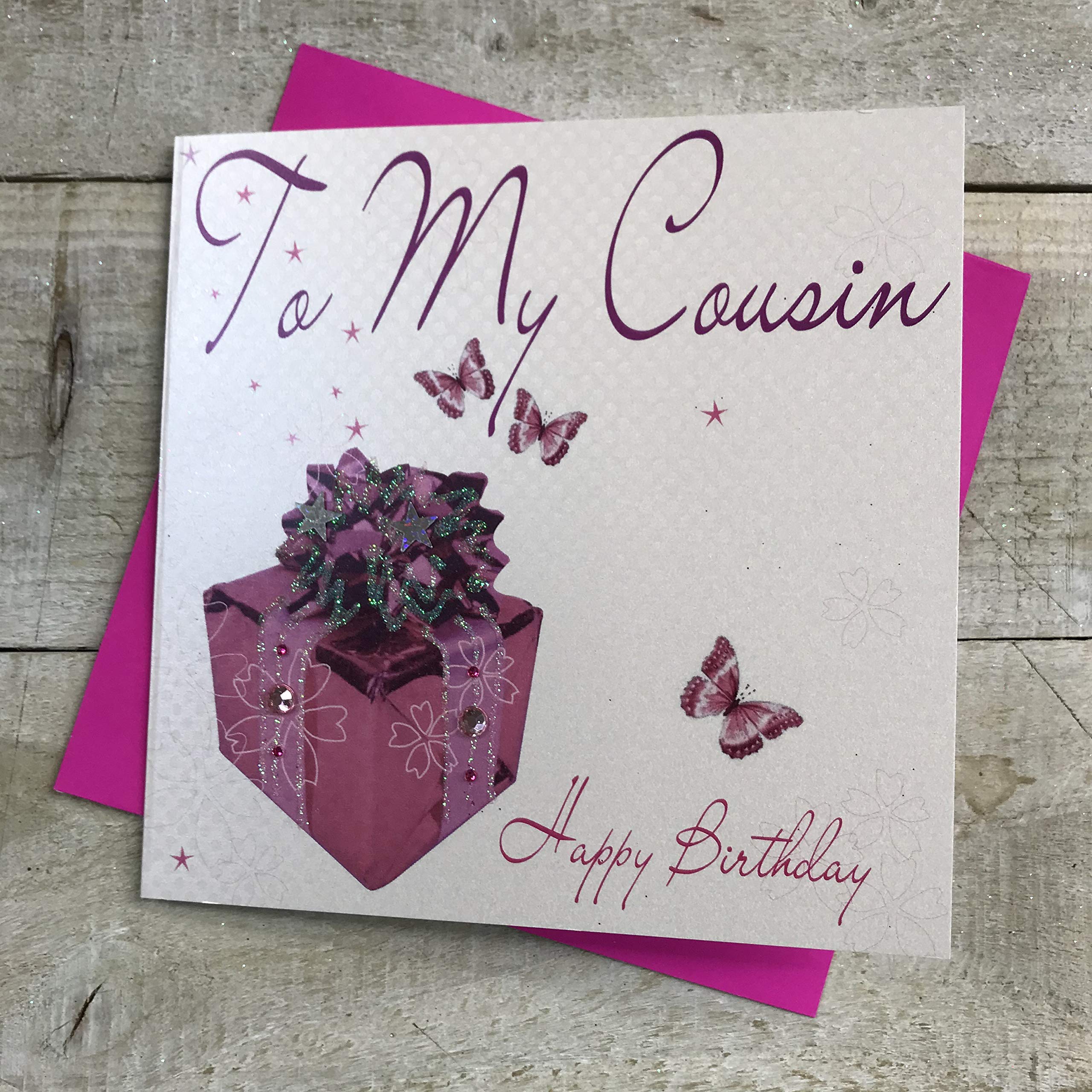 white cotton cards Present to My Cousin Happy Birthday Handmade Card, WB160