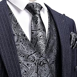 Barry.Wang Formal Men Dress Vest Matched Paisley