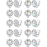 FIBO STEEL Clip on Halo Earrings Rhinestone Earrings Crystal Earrings for Women Round Acrylic Stone Inside Dance Competitions Stage Opera Performance Wedding Party Jewelry