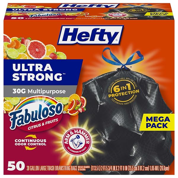 HEFTY ULTRA STRONG 30 GALLON TRASH BAGS, LARGE...