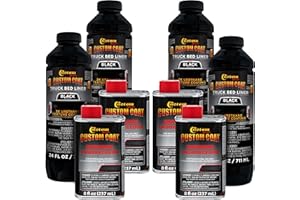 CUSTOM SHOP Custom Coat Black 1 Gallon Urethane Spray-On Truck Bed Liner Kit - Easy 3 to 1 Mix Ratio, Just Mix, Shake and Shoot - Professional Durable Textured Protective Coating, Prevent Rust - Car, Auto